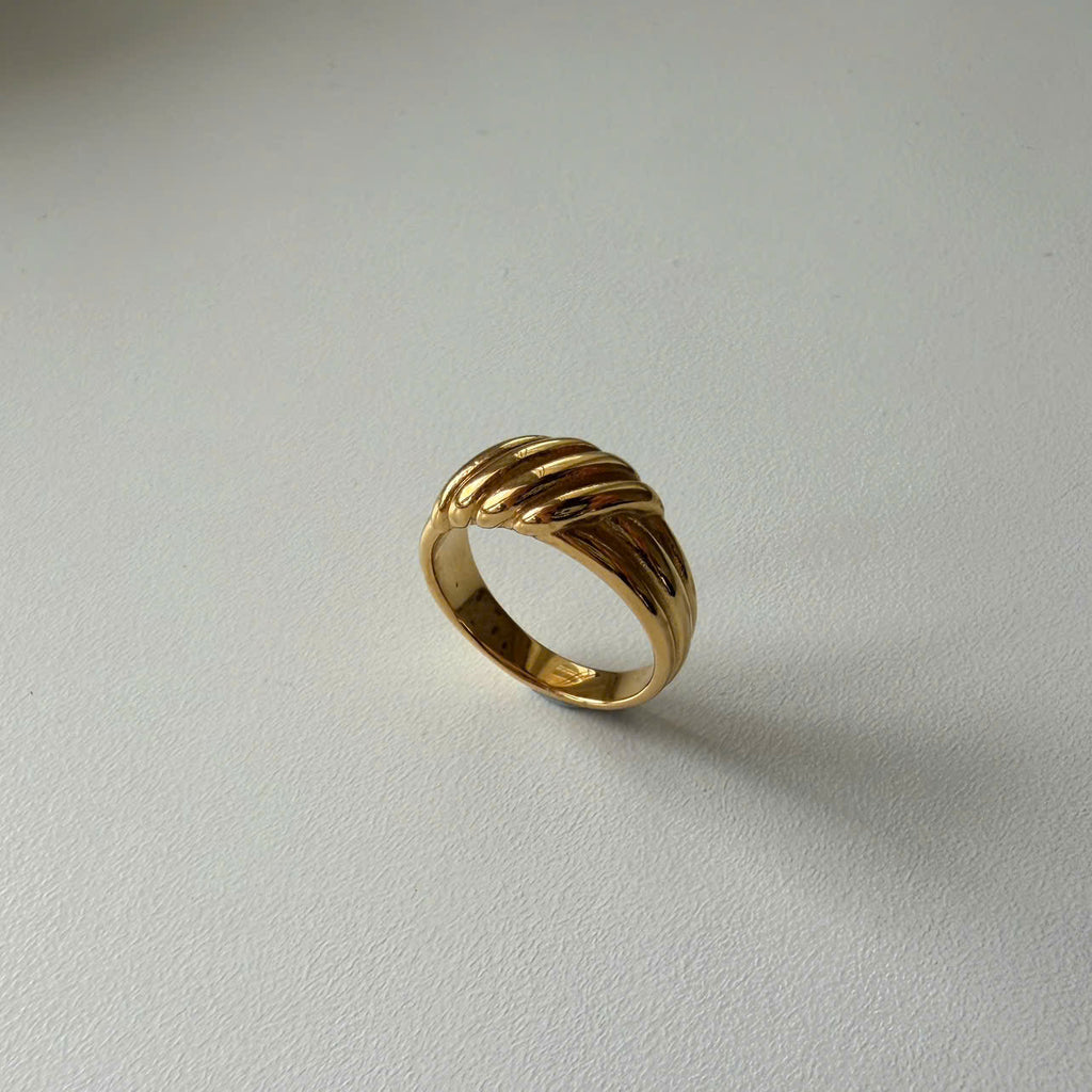 Gold Twisted Dome, Vintage Style Statement Ring