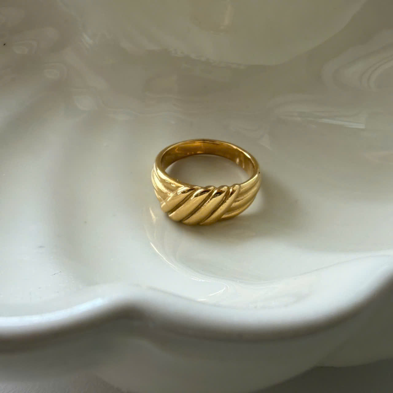 Gold Twisted Dome, Vintage Style Statement Ring