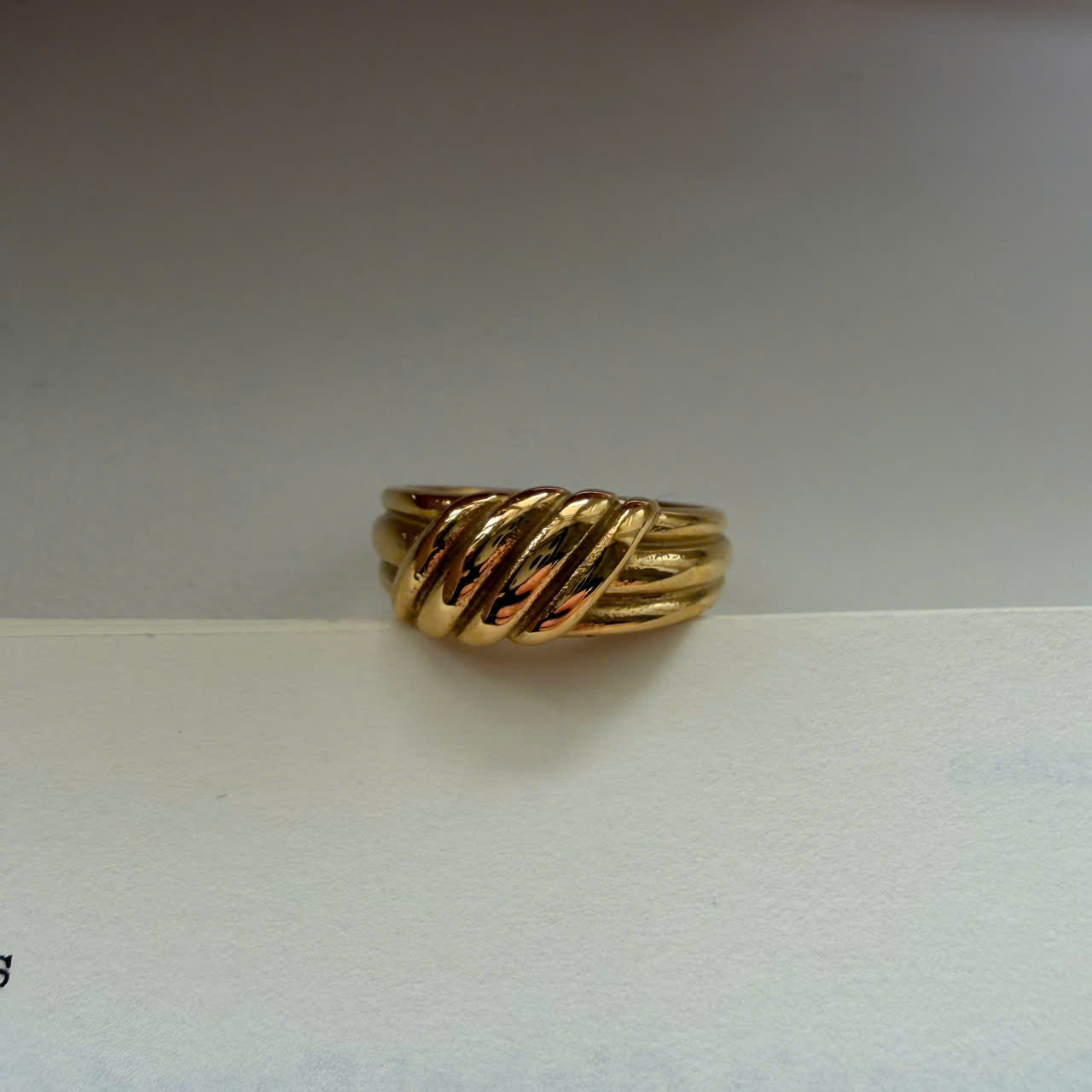 Gold Twisted Dome, Vintage Style Statement Ring
