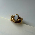 Gold Double Band Ring with White Stone