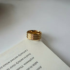 Gold Gemstone Band Ring, Colorful Crystal Ring, Chunky Gold Ring