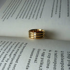 Gold Gemstone Band Ring, Colorful Crystal Ring, Chunky Gold Ring