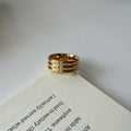 Gold Gemstone Band Ring, Colorful Crystal Ring, Chunky Gold Ring