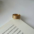 Gold Gemstone Band Ring, Colorful Crystal Ring, Chunky Gold Ring