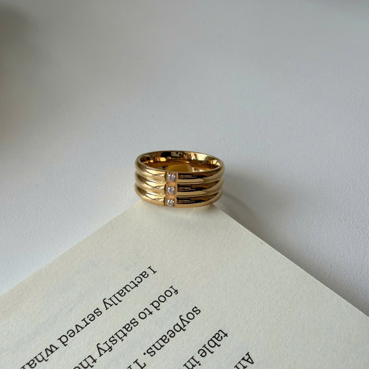 Gold Gemstone Band Ring, Colorful Crystal Ring, Chunky Gold Ring