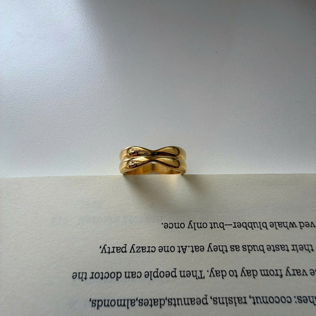 Gold Twist Ring, Minimalist Wave Ring, Sculptural Gold Band