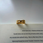 Gold Twist Ring, Minimalist Wave Ring, Sculptural Gold Band