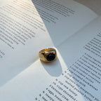 Gold Signet Black Stone Ring