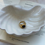 Gold Signet Black Stone Ring