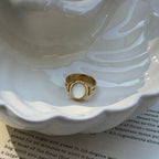 Mother of Pearl Gold Statement Ring