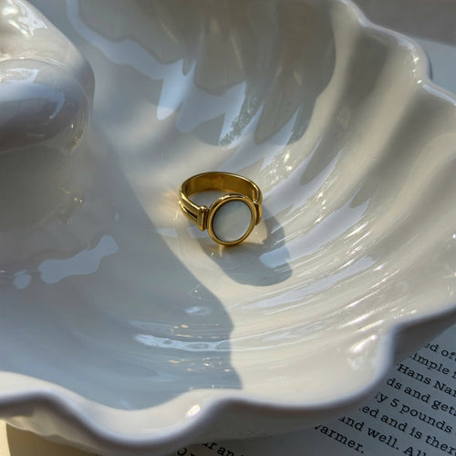 Mother of Pearl Gold Statement Ring