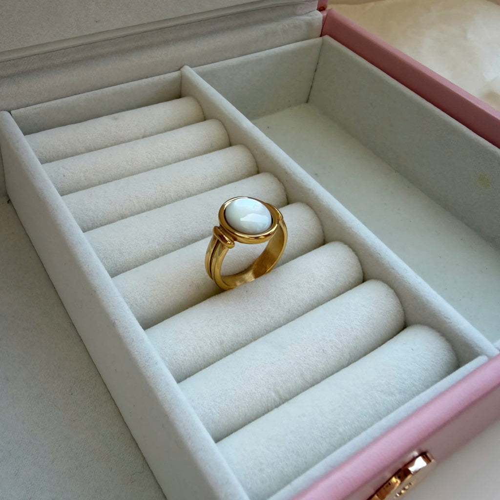 Mother of Pearl Gold Statement Ring