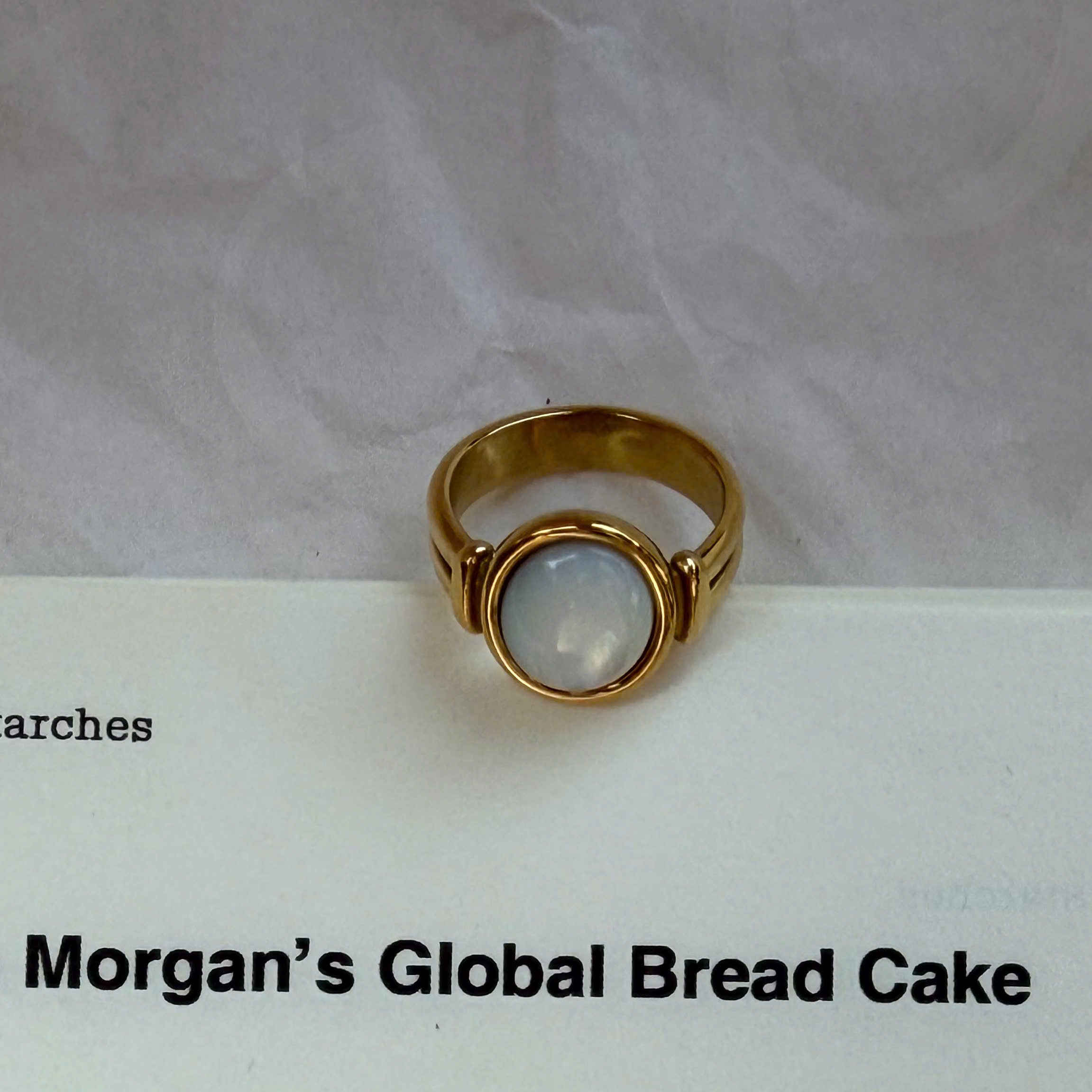 Mother of Pearl Gold Statement Ring